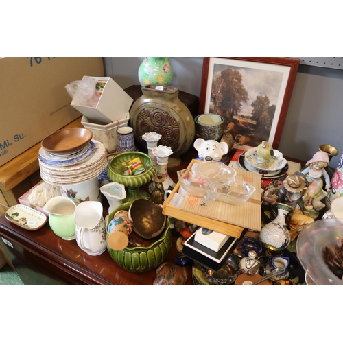 153 - Large collection of assorted Ceramics and bygones inc. Poole Sleeve Vase, Indonesian domed box etc