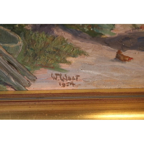 154 - W West 1954 framed Oil on board of a Farmstead scene