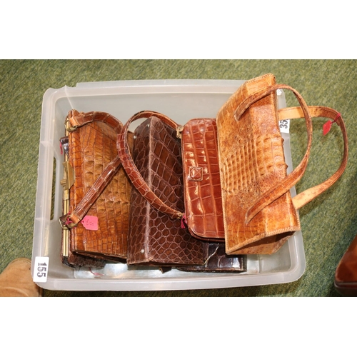 155 - Good Collection of Vintage Ladies Handbag made from Crocodile Leather & Faux c1950's.