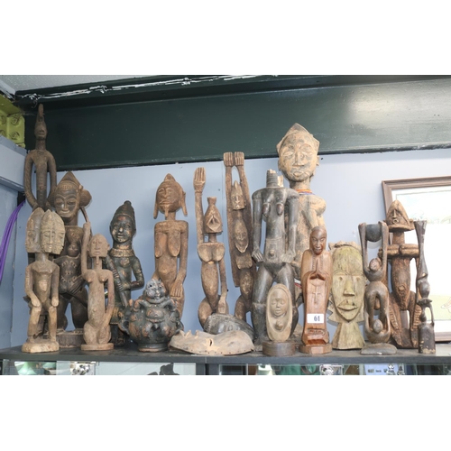 61 - Large Collection of Ethnographic African tribal ancestral carved fertility & other figures early 20t... 