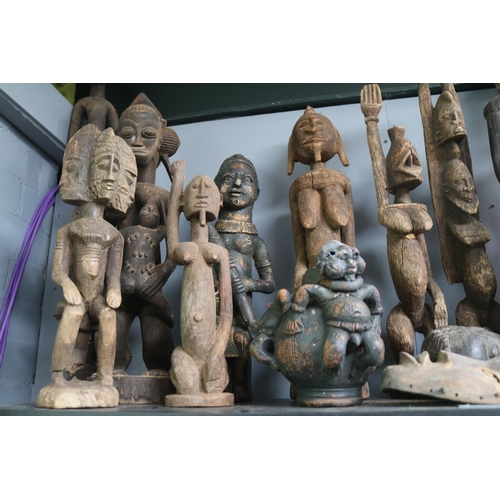 61 - Large Collection of Ethnographic African tribal ancestral carved fertility & other figures early 20t... 