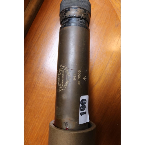 190 - W.Ottway & Co of Ealing Brass Wartime Spotting scope dated 1945 with Arrow applied mark. No.3205 52c... 