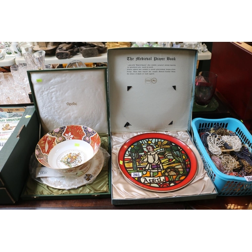 265 - Boxed Poole Medieval Prayer Book April Cased Spode 1971 St Leger Plate by Spode and a Royal Worceste... 