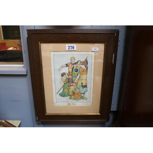 276 - Oak Framed print entitled 'The Call' with hand annotation