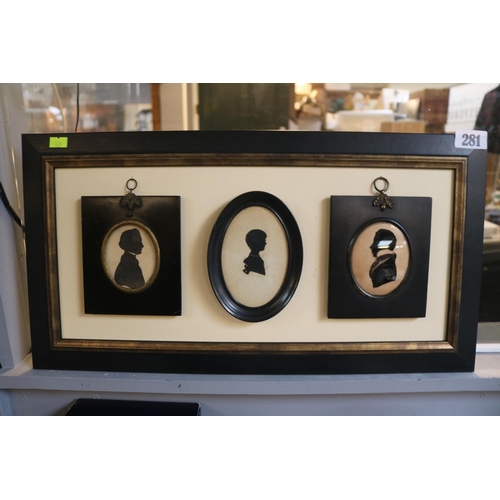 281 - Collection of late 19thC Silhouettes in rectangular frame