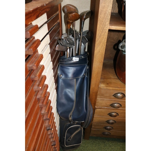 313 - Bryant Golf Bag containing Vintage Golf Clubs inc Mitre Brand for Newmarket Links Golf Club c1930, M... 