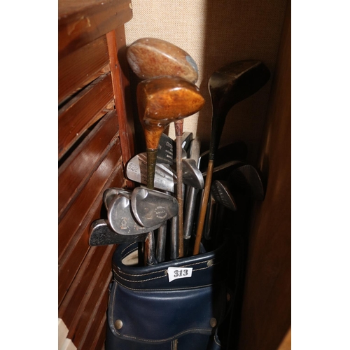 313 - Bryant Golf Bag containing Vintage Golf Clubs inc Mitre Brand for Newmarket Links Golf Club c1930, M... 