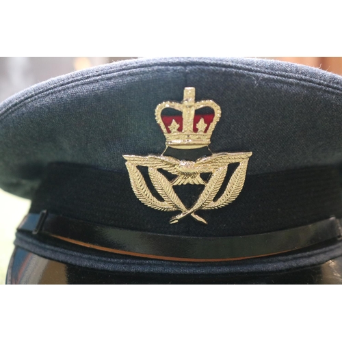 373 - Collection of RAF and Military items to include Officers Cap, WWII Defence Medal, Forces Cloth Badge... 