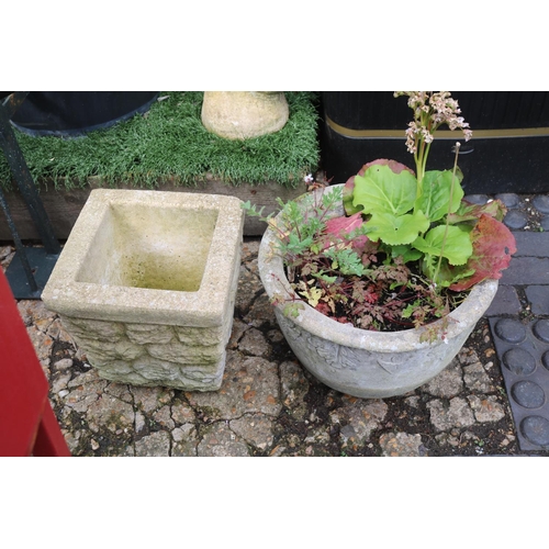 586 - Concrete Garden planter and a circular planter