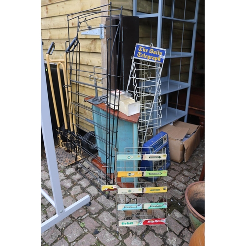 635 - Collection of Newsagent display stands to include The Daily Telegraph, Wrigleys Gum etc