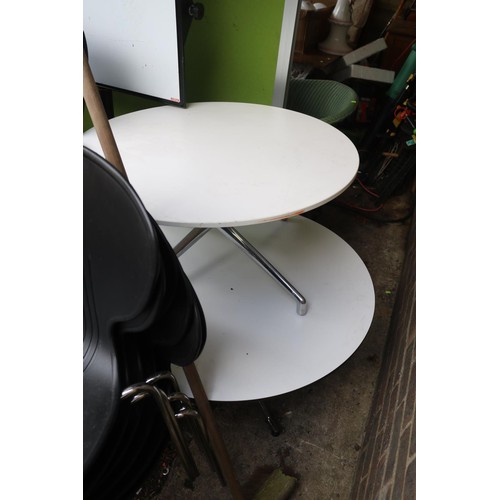 604 - 2 Eames style Allermuir Circular tables with Chrome bases