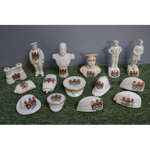 10 - Collection of Cambridge Military Crested China to include Tommy Atkins by Iceni, George V by Swan Ch... 