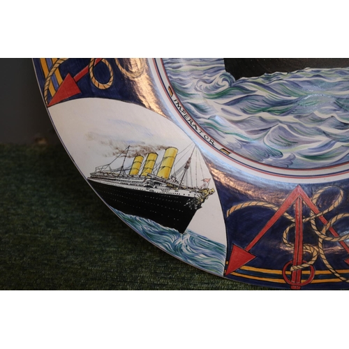 12 - Poole Artist Studio Pottery 'Liner' dish 1 of 1 by Karen Brown dated 2004 to include Titanic, QE II ... 