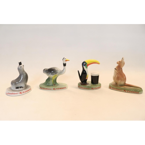 16 - Set of 4 Guinness Carlton Ware figures to include Toucan, Seal, Ostrich and Kangaroo 10cm in Height