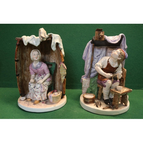 33 - Paul- Louis Cyffle 1724 - 1806 Belgian Pair of Rare Pottery figures entitled The Savetier & Ravaudeu... 