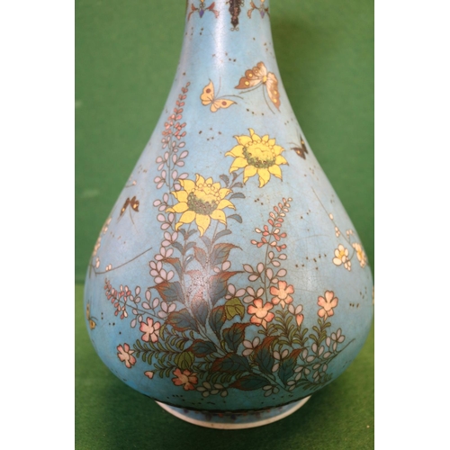 36 - Japanese Meiji period vase decorated with Flora and fauna with Fancy Archaic design border. Six Char... 