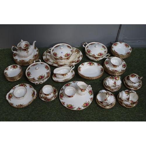 4 - Royal Albert Old Country Roses extensive dinner service comprising of Tureens, Meat Plates, Soup bow... 