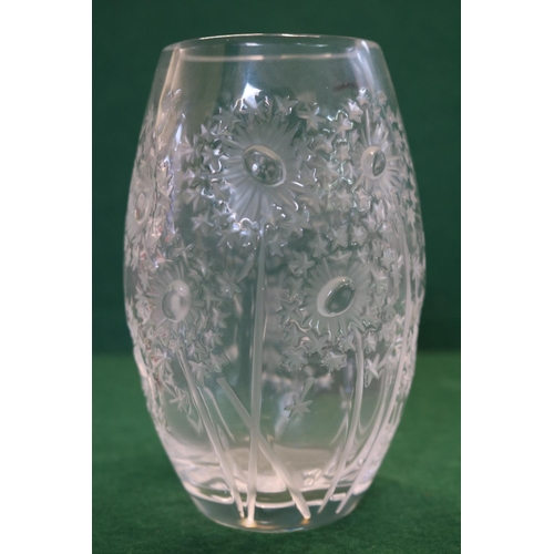 49 - Lalique Bucolique Dandelion vase, impressed decoration to the swollen sleeve shaped body, inscribed ... 