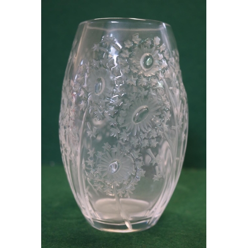 50 - Lalique Bucolique Dandelion vase, impressed decoration to the swollen sleeve shaped body, inscribed ... 