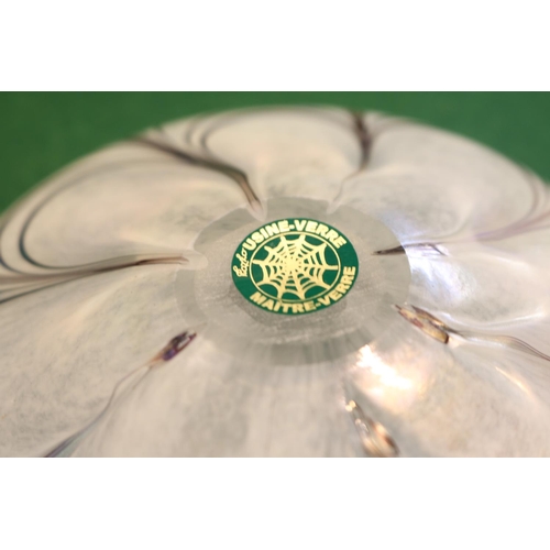 51 - John Ditchfield for Glasform:   2 silver frog on iridescent lily pad glass paperweight, diameter 11c... 