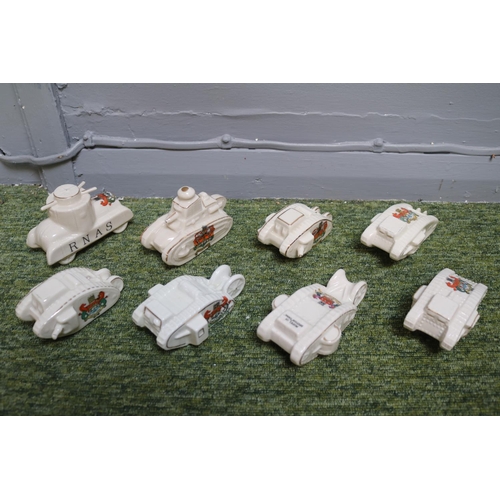 6 - Collection of Military Cambridge Crested China Tanks to include Arcadian, Kingsway, Alexandra China ... 