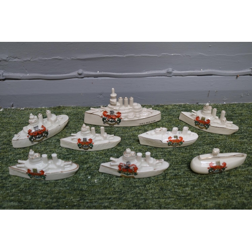 7 - Collection of Military Cambridge Crested China Boats & Battleships to include HMS Iron Duke by Carlt... 