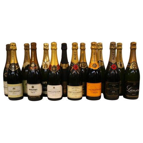 77 - Collection of assorted Champagnes to include Moet et Chandon, Bollinger, Bouvet, Etienne Dumont, Lin... 