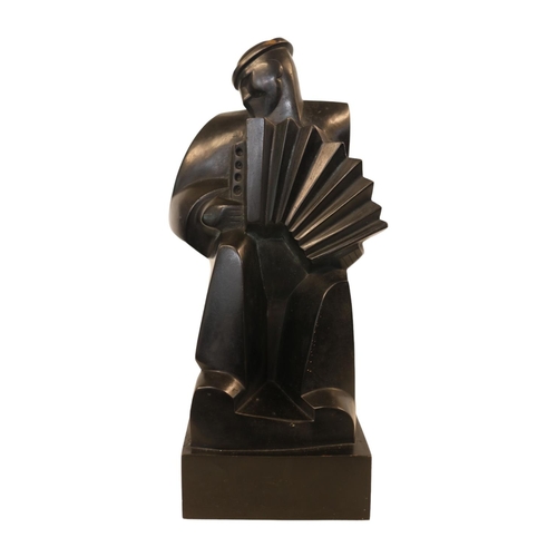 82 - 'L'Accordéoniste' (Accordionist), Art Deco Cast Bronze after Jan and Joel Martel 1896 - 1966. 35cm i... 