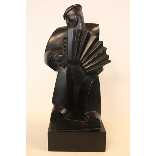 82 - 'L'Accordéoniste' (Accordionist), Art Deco Cast Bronze after Jan and Joel Martel 1896 - 1966. 35cm i... 