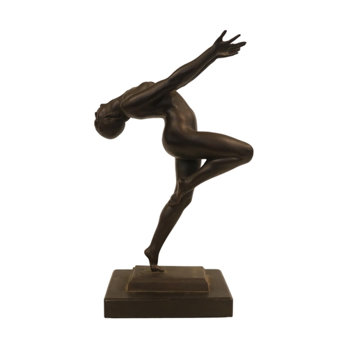 89 - Charles Dyson-Smith (British 1891-1960), a patinated bronze figure of a naked girl with arms outstre... 