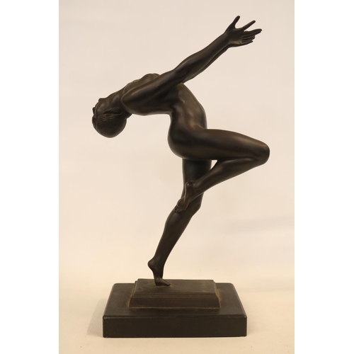 89 - Charles Dyson-Smith (British 1891-1960), a patinated bronze figure of a naked girl with arms outstre... 