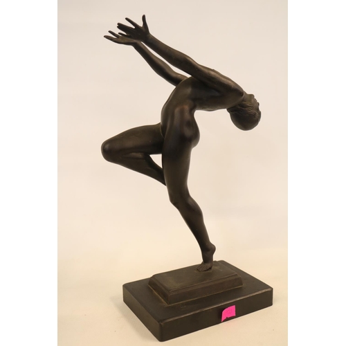 89 - Charles Dyson-Smith (British 1891-1960), a patinated bronze figure of a naked girl with arms outstre... 