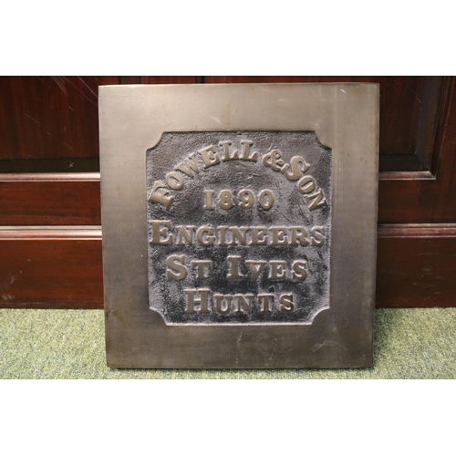 94 - Fowell & Son 1890 Engineers St Ives Hunts Cast Iron Traction Engine Plaque. Fowell & Sons of Cromwel... 