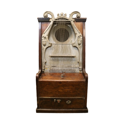 97 - Unusual early twentieth century Klingsor phonograph in oak case with flap down front exposing record... 