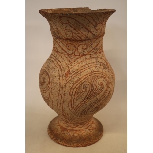 118 - Ban Chiang Thai Ceramic Middle Period 900 - 300 BC. Vase of Ovoid form with flared base with two ton... 