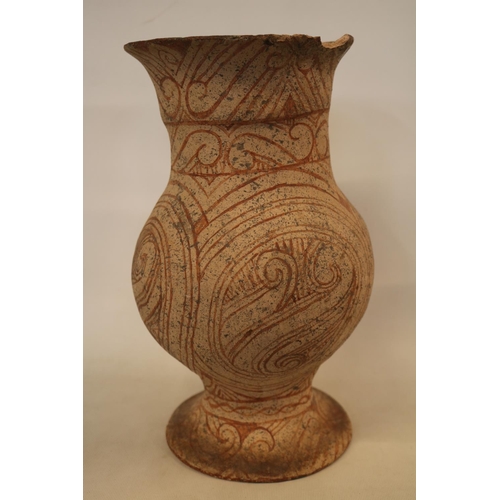 118 - Ban Chiang Thai Ceramic Middle Period 900 - 300 BC. Vase of Ovoid form with flared base with two ton... 