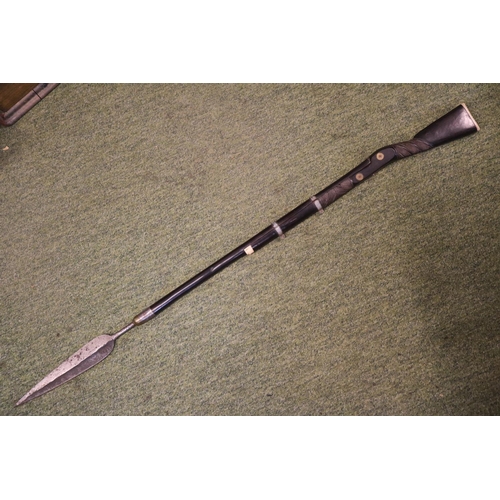 121 - Rare and Unusual 19th Century Zulu Spear “Assegai” Carved to Resemble Martini Henry Rifle, the spear... 