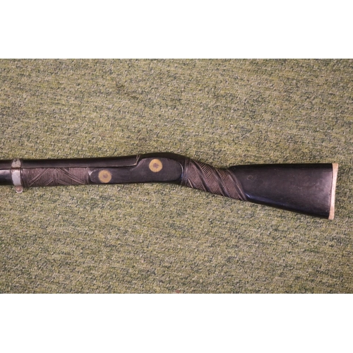 121 - Rare and Unusual 19th Century Zulu Spear “Assegai” Carved to Resemble Martini Henry Rifle, the spear... 