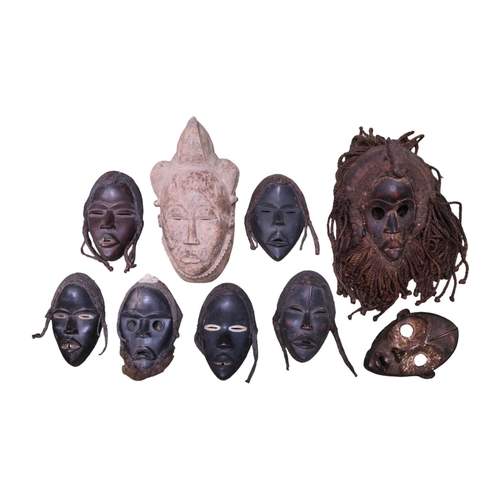 125 - Collection of Ethnographic African Masks to include Puna, Dan Masks with Fish Bone teeth Ivory coast... 