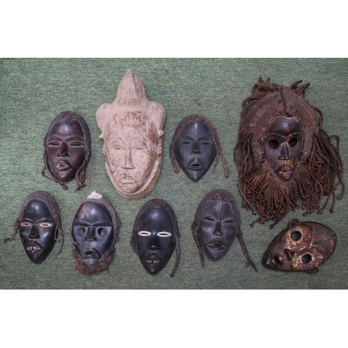 125 - Collection of Ethnographic African Masks to include Puna, Dan Masks with Fish Bone teeth Ivory coast... 