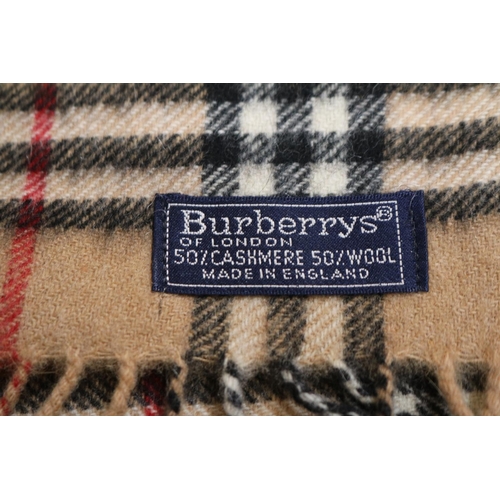 134 - Burberry Tartan Umbrella with Gilt Ferrule and Silk tassel with a matched Burberry Tartan Scarf