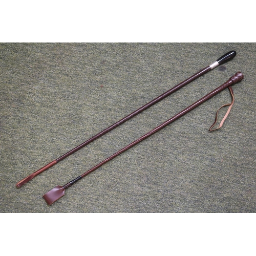 141 - Swaine Adeney & Brigg Riding Crop with Silver Mount 74cm and another Swaine Adeney & Brigg Riding Cr... 