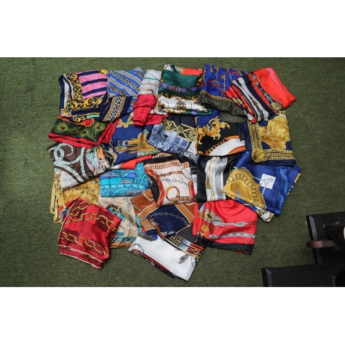 154 - Large Collection of Hermes Style and Handmade Scarves (Approx. 40)