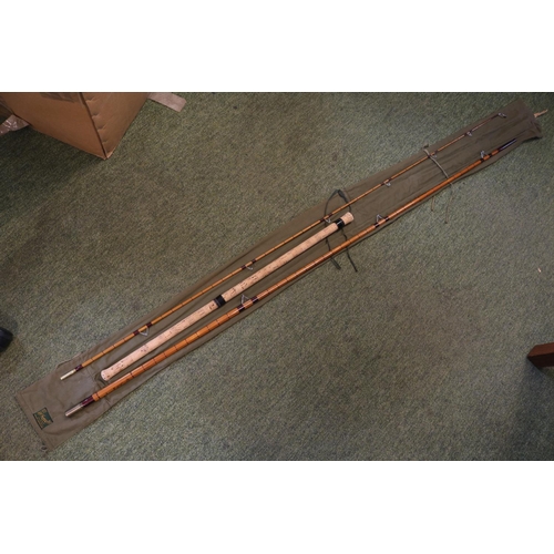 158 - R Chapman & Co of Ware Fred J Taylor Roach Rod 12'6 of cane construction with Cork Handle in cloth b... 