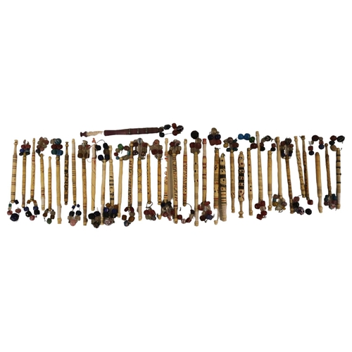 168 - Large collection of 19th Century Wood and Bone Lace Makers Bobbins, including named examples to incl... 