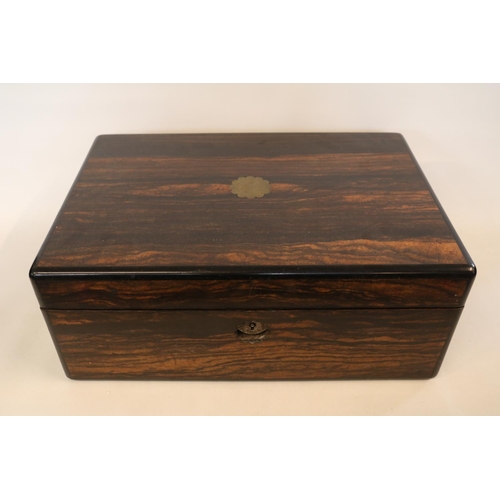 179 - 19thC Period Solid Coromandel Writing slope with fitted Yew interior and brass handles and detail. 3... 