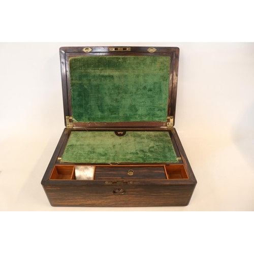 179 - 19thC Period Solid Coromandel Writing slope with fitted Yew interior and brass handles and detail. 3... 