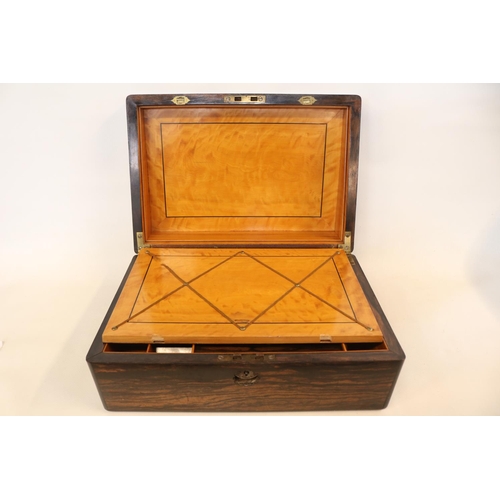 179 - 19thC Period Solid Coromandel Writing slope with fitted Yew interior and brass handles and detail. 3... 