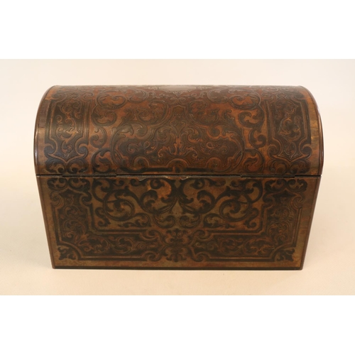 180 - A 19TH CENTURY FRENCH TORTOISESHELL AND BOULLE WORK DOMED TOPPED CORRESPONDENCE BOX with hinged lid ... 