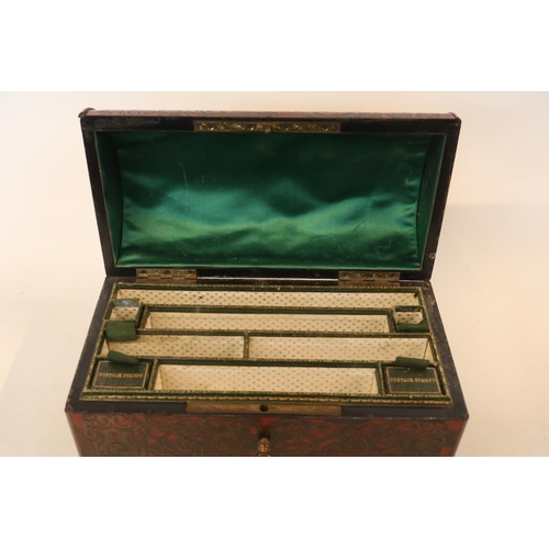 180 - A 19TH CENTURY FRENCH TORTOISESHELL AND BOULLE WORK DOMED TOPPED CORRESPONDENCE BOX with hinged lid ... 